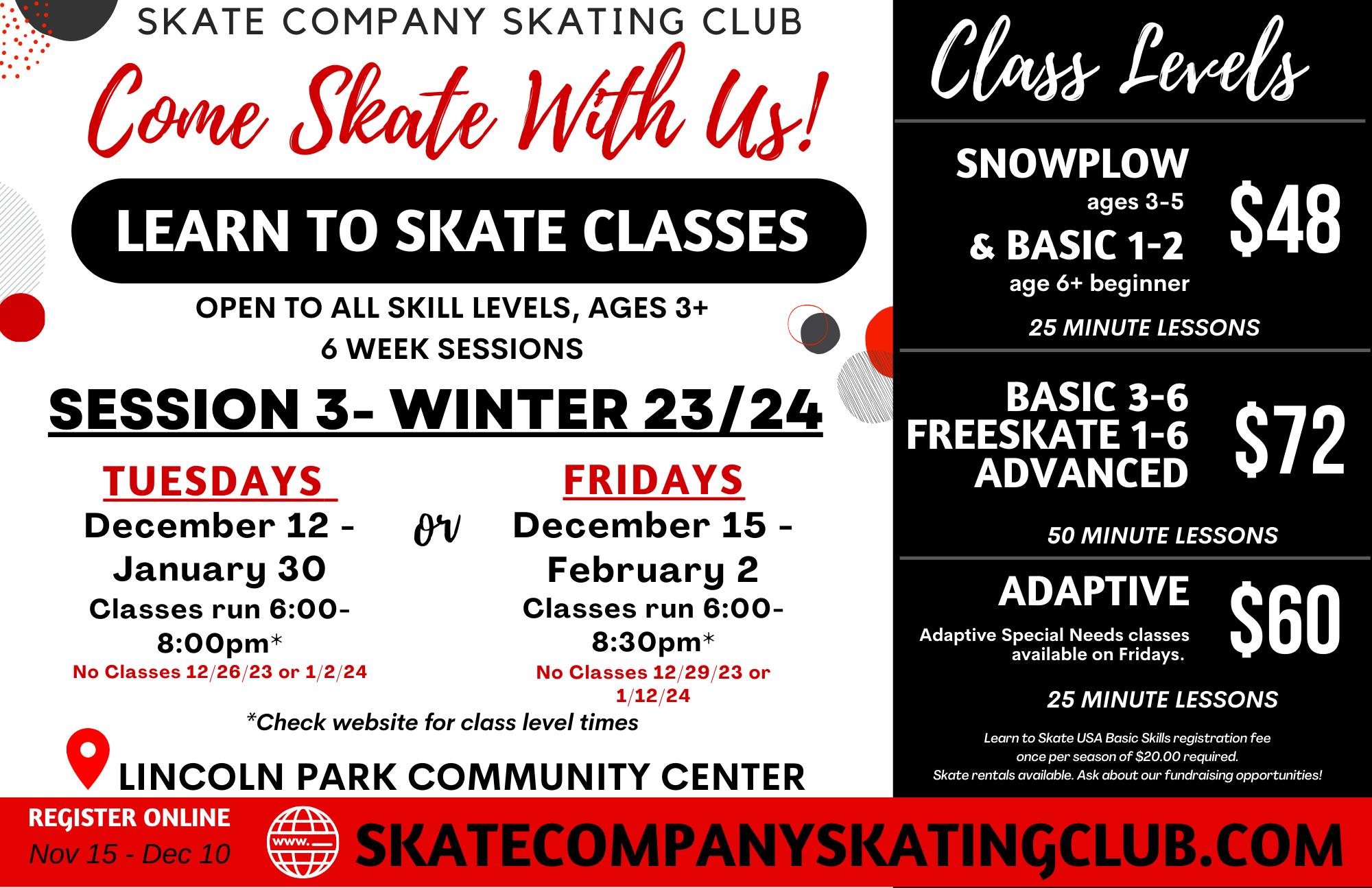 Learn To Skate Registration MAIN Skate Company Skating Club